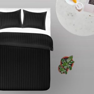 Dekbedovertrek Satijnstreep Zwart